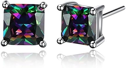 Artcentury Women 18K White Gold Plated Square Big Multicolored Zircon Classical Stud Earring