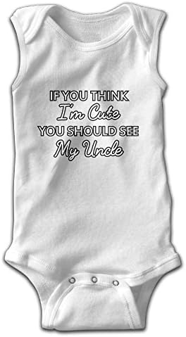 LWI DIW If You Think Iâ€m Cute You Should See My Uncle 100% Cotton Newborn Baby Infant Sleeveless Bodysuit Romper Outfits
