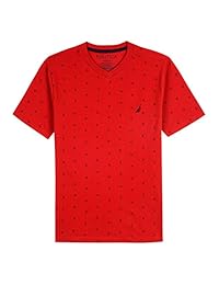 Camiseta con cuello en V estampada de manga corta para niños Nautica