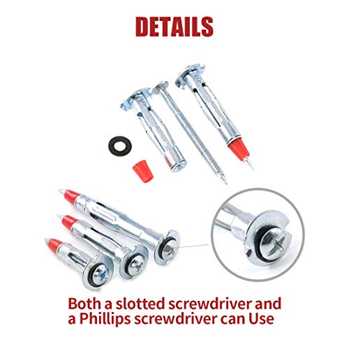 image for Hilitchi 24-Pcs [3-Sizes] 35mm 46mm 59mm Long Hollow Wall Drive Anchor