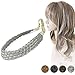 aHairBeauty 8 Plaited Braided Headband Hair Band Synthetic Hairpieces Braid Wig Piano Two Tone Colors Accessories for Women Girl with Elastic strap Wide 1.2 Inch(#Light Gray-8)