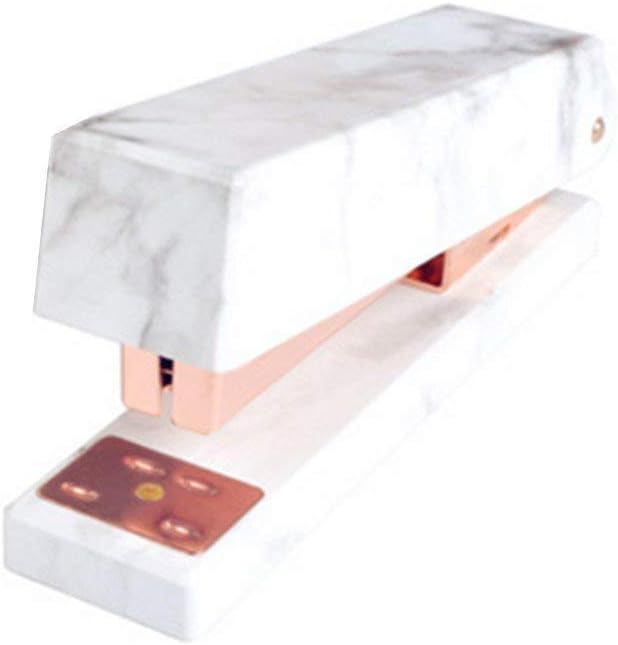 ANFAY Marble Texture Stapler With Metal Plating Staples Anti-Skip Non-Slip Rubber Pad Base School Manual Binding Office Supplies Suitable For Staples 24/6,26/6,Roseglod