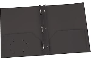 Oxford Duotangs with Two Pockets, Plastic, Letter Size, Black, 25 per Box, Durable File Folders for School and Office Use