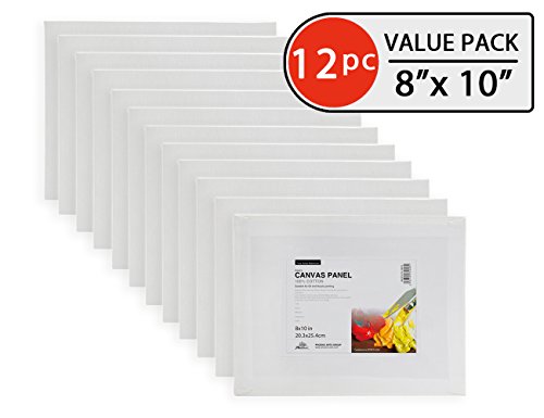 Phoenix 8x10 Inch Painting Canvas Panel Boards 12 Set of Super Value Pack 1/7 Inch Deep for Professional Artist, Student & Kid