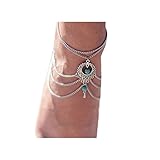 Sandistore 1PC Womens Beach Barefoot Sandal Foot Turquoise Jewelry Anklet Chain Tassel