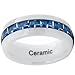 White Ceramic Men's Wedding Band With Blue Carbon Fiber Inlay, Comfort Fit Ring, 8mm Sizes 5 to 15