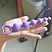 LoveI Anal Sex Toy Beads Butt Plug Heart Shaped Prostate Massager with Safe Pull Ring Handle Soft Carry Bag Unisex G Spot - Purple