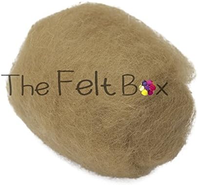 The Felt Box Carded Needle Felting Wool, Beige #73 Batt 100g (3.5oz), Short Fibre Wool for Needle & Wet Felting