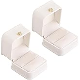 CALFOVERA 2PCS Small PU Leather Jewelry Organizer Box White Velvet Luxury Pendant Necklace Gift Boxes Jewelry Storage Display Case for Proposal Engagement Wedding Anniversary Birthday Valentine's Day