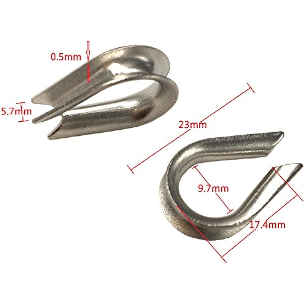 50 PCS M3 304 Stainless Steel Thimble For 1/8" 3/32" Diameter Wire