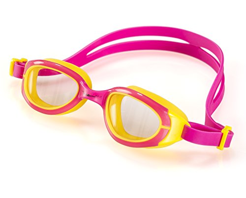 Kids Swimming Goggles ~ Swim Goggles for Kids (Age 2-12) || Hypoallergenic Soft Silicone || Anti Fog Lenses || UV Protection || for Children Girls Boys (Pink and Yellow Color) - Thumbnail 2