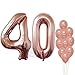 Rose Gold 40th Birthday Balloons – Large, Pack of 12 | Forty Number Balloons Party Decorations Supplies | 40 Number foil Mylar and Latex Balloon | Match for Other Number Balloons for All Ages