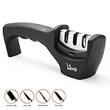 Kitchen Knife Sharpener - Professional 3-Stage manual Diamond Coated sharpening System Anti-skidding for Ceramic, Straight, Fruit, Pocket, Boning, Folding and Chef Knives