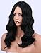 K’ryssma Synthetic Wigs - High Quality Shoulder Length Wavy #1B Natural Black Wig for Women Middle Part