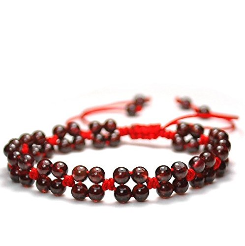 Fasport Red Rope Line Bracelet with Red Garnet Beads Hand Chain Handmade Braided String Rotating Bracelet