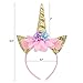 Unicorn Headband, 2 Pack Gold and Silver Glitter Ears with Flowers Unicorn Headbands for Party Decoration or Cosplay Costume