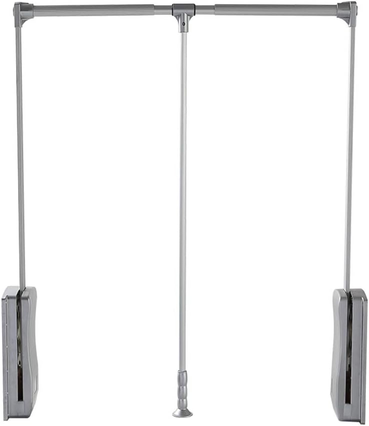 Gjrff Pull-down Wardrobe Lift Clothes Rail, Aluminum Alloy Movable Clothes Hanger, Universal Telescopic Hanger (Size : 810mm-1150mm)