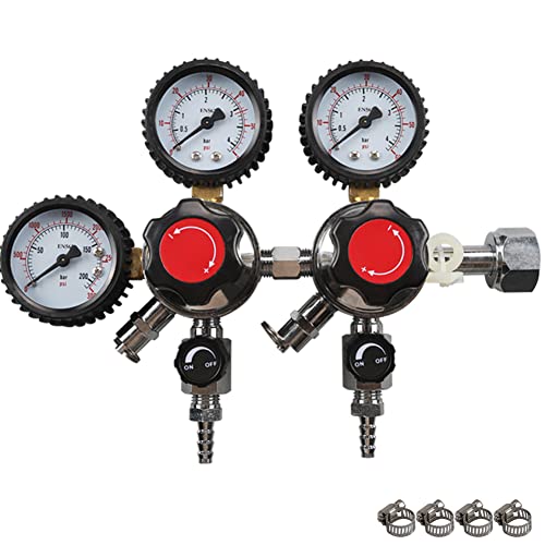 LUCKEG CO2 Regulator with Two Outlet and Tank Pressure Gauge CGA320