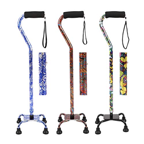 image for LIXIANG Quad Walking Cane, Offset Walking Cane with Unique Blue&White 