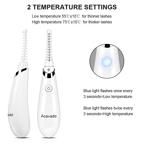 Heated Eyelash Curler, Acavado Electric Eyelash Curler Electronic Eye Lashes Curling Comb Quick Heating Long Lasting USB Rechargeable Natural - Thumbnail 4