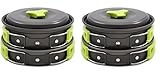 Camping Cookware Mess Kit Backpacking Gear & Hiking Outdoors Bug Out Bag Cooking Equipment 10 Piece Cookset | Lightweight, Compact, & Durable Pot Pan Bowls - Free Folding Spork, Nylon Bag, & Ebook