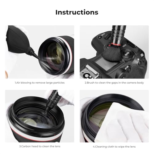 K&F CONCEPT 4 in 1 Cleaning Kit (Cleaning Cloth + Microfibre Cloth + Photo Bulb) for SLR Camera Lens