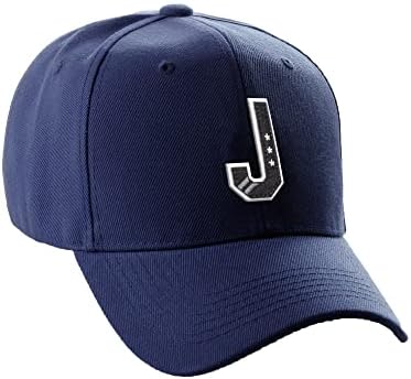 Classic Baseball Hat Custom A to Z Initial Team Letter, Navy Cap