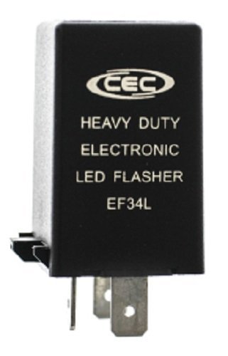 UPC 014271044038, CEC Industries EF34L Electronic Turn Signal Flasher Relay, LED Compatible, 3 Prongs, 12 Volts