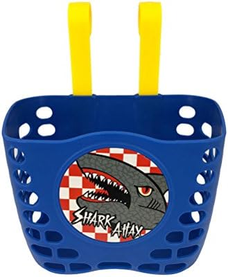 VORCOOL Kid's Bike Basket Mini-Factory Cute Cartoon Shark Attax Pattern Hanging Plastic Short Bar Bicycle Handlebar Basket for Boy (Blue)
