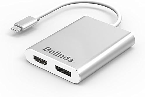 USB C to HDMI Displayport Adapter,Belinda USB 3.1 Type C/Thunderbolt 3 to HDMI Displayport adapter 4K 30Hz USB-C to HDMI DP MST Hub With Aluminium Case