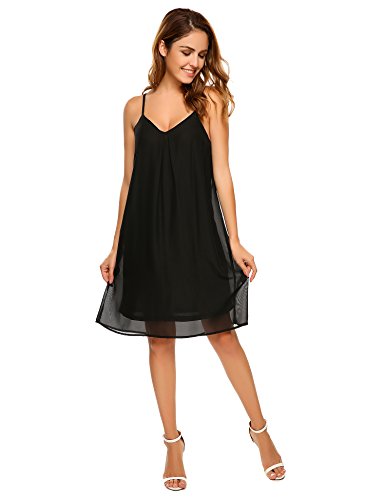 Beyove Women's Chiffon Summer Spaghetti Strap Sundress Beach Slip Dress Top