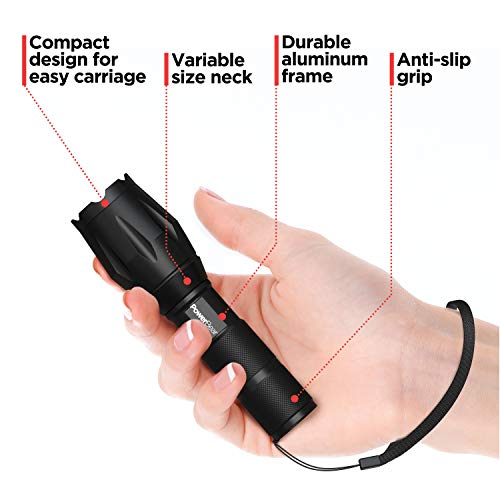 PowerBear LED Tactical Flashlight [3 Pack] Water Resistant with 5 Light Modes - Thumbnail 3