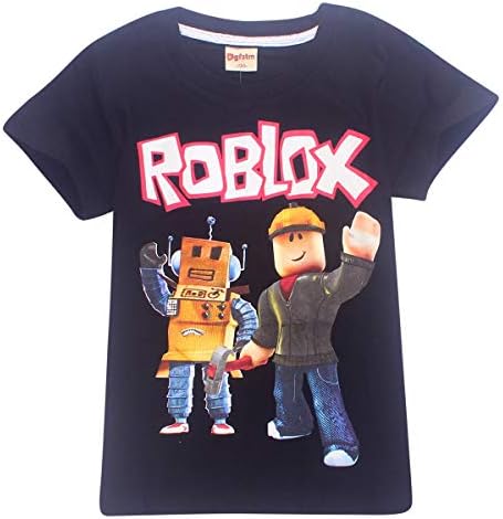 Vannie Children Roblox T-Shirt Kids' Games Family Gaming Team Tee Cute Cartoon Outdoor Shirt Breathable Cotton Top for Girls Boys Teens