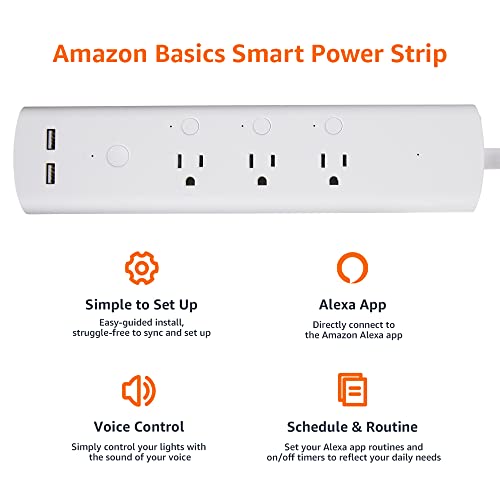 Amazon Basics Rectangle Smart Plug Power Strip, Surge Protector with 3