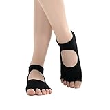 Flesser Yoga Sports GYM Five Toe Separator Socks Alignment Pain Health Massage Socks (Half Toe Black)