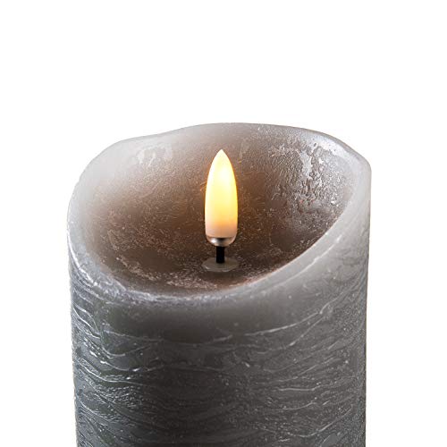 Venta Set of 3 Realistic Flameless Grey LED Candles with Remote Control - 4'' 5'' 6'' Electric Wickless Pillar Battery Operated Candles with Flickering Flame Timer - Thumbnail 3
