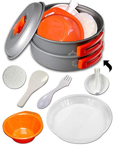gear4U-Best-BPA-Free-Camping-Cookware-1013-14-Piece-Sets-Mess-Kit-Free-Bonus-Non-Stick-Anodized-Aluminum-Complete-Lightweight-Folding-Kit-for-Camping-Hiking-Backpacking-Outdoor-Cooking