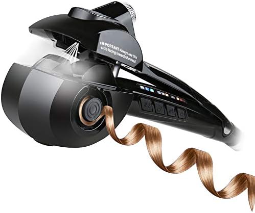 Tomorrow Sun Shine Hair Curler Electric Automatic Hair Steam Curler Ceramic Curling Iron Professional Spray Curl Spiral Machine Tool with LCD Digital Display Black