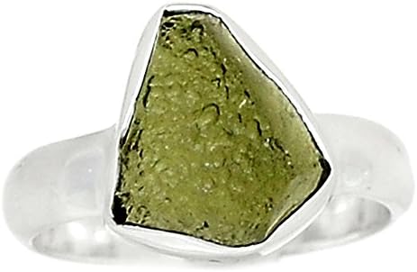 Lovegem Genuine Moldavite Ring 925 Sterling Silver,Size :7.5, AR3277