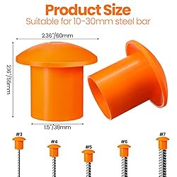 100 Pcs Rebar Safety Caps Orange Plastic Mushroom