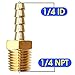 TAILONZ PNEUMATIC Brass Hose Barb Fitting -1/4 Inch Barb to 1/4 Inch Male NPT Adapter（Pack of 10）