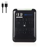 Cable Matters 6 Outlet Wall Mount Surge Protector with USB Charging in Black (Updated Version with Dimmed LED Light)