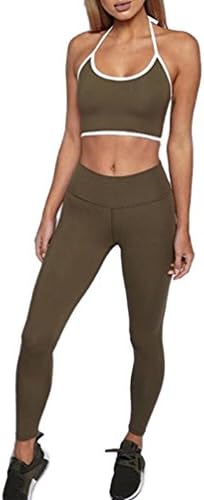 Yizenge Women's Bodycon 2 Piece Outfits Halter Crop Top Long Skinny Pants