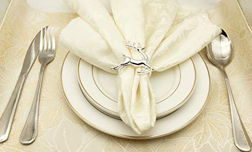 JulyLab Holiday Chirstmas Thanksgiving Napkin Rings Set of 2 for Wedding Dinner Party Gifts Favor Table Holders (Deer Style #1 Silver, 2)