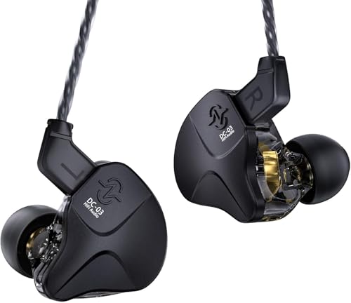 Yinyoo CCZ Sonata DC03 HiFi In Ear Monitor Earphones, 10 mm Magnet Dynamic Driver Sports Headphones IEM High Fidelity Gaming Earphones with 2Pin Cable for Gift PC Audiophile (No Microphone)