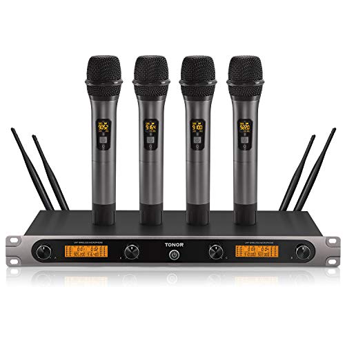 4Channel Wireless Microphone System, TONOR UHF Cordless 4 Handheld