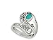 Open Simulated Turquoise Unique Vintage Spoon Ring Sterling Silver Thumb Band Sizes 6-9