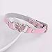 Small Dog Pet Puppy Cat Collar Rhinestone Crystal Necklace Jewelry Heart Leather (Pink, XX-Small)