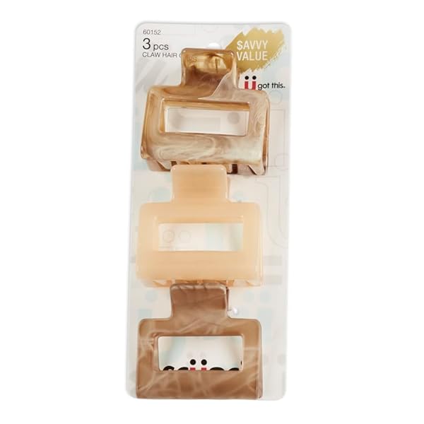SCUNCI BY CONAIR HAIR CLAW CLIPS FOR WOMEN, HAIR CLAW CLIP SET, CHUNKY NO-SLIP HAIR CLIPS IN NEUTRAL TAUPE AND BLONDE SHADES, 3 COUNT (PACK OF 1)