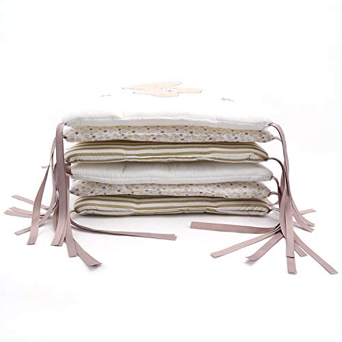 Lehom Baby Crib Bumpers Bear Beige 6 Pieces Baby Crib Bed Liner Bumper Pad Set for Boys Girls Cotton Breathable Washable - Thumbnail 4